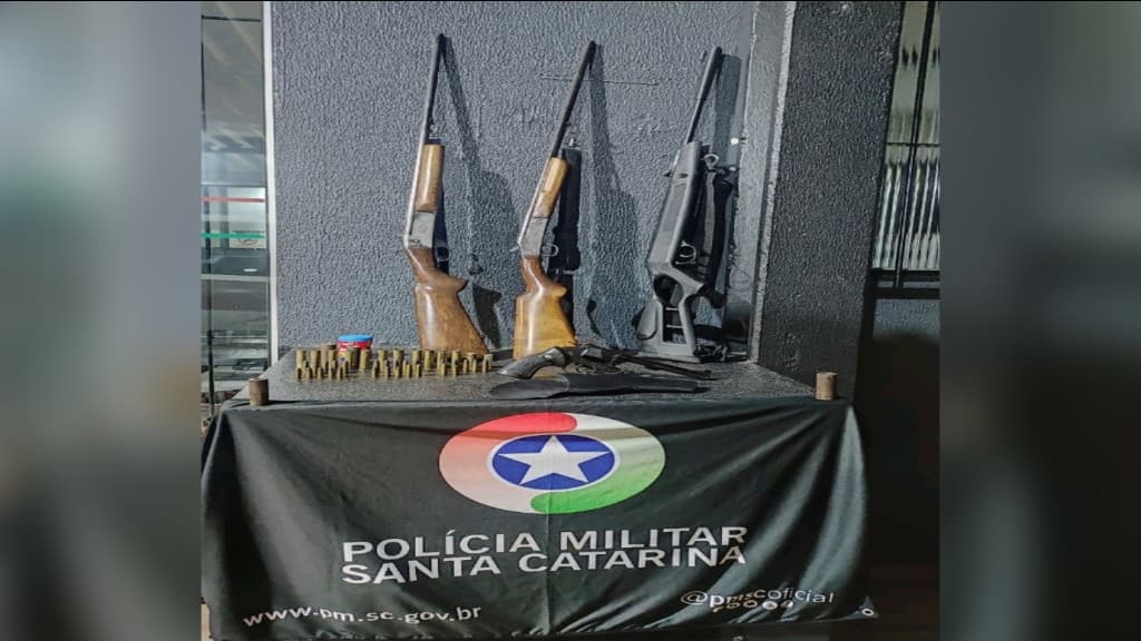 PM atende ocorrência de violência doméstica e descobre arsenal de armas