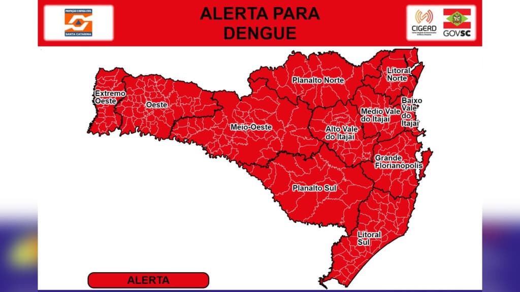 Defesa Civil divulga alerta vermelho para contaminação por dengue