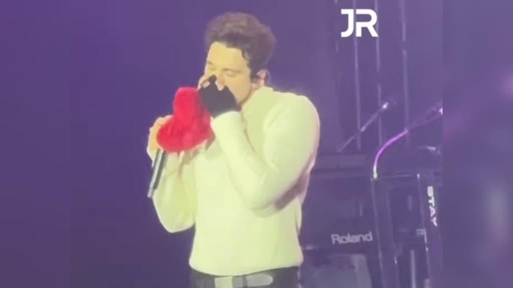 Luan Santana é surpreendido por fã e cheira calcinha durante show em SC