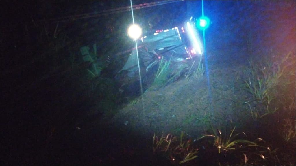 Caminhoneiro perde controle e despenca em barranco na BR-280
