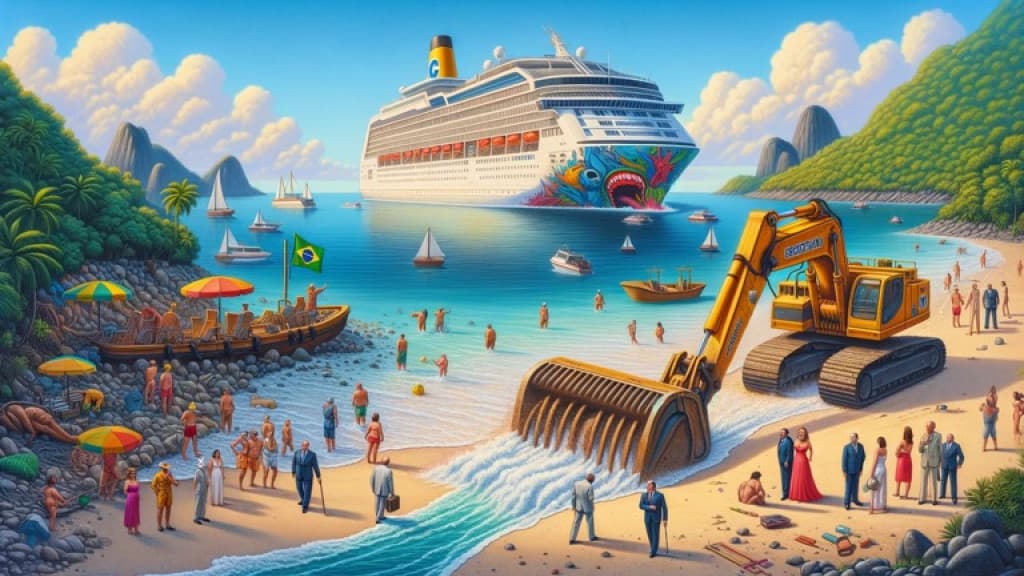 Retroescavadeira no Cruzeiro do Caribe
