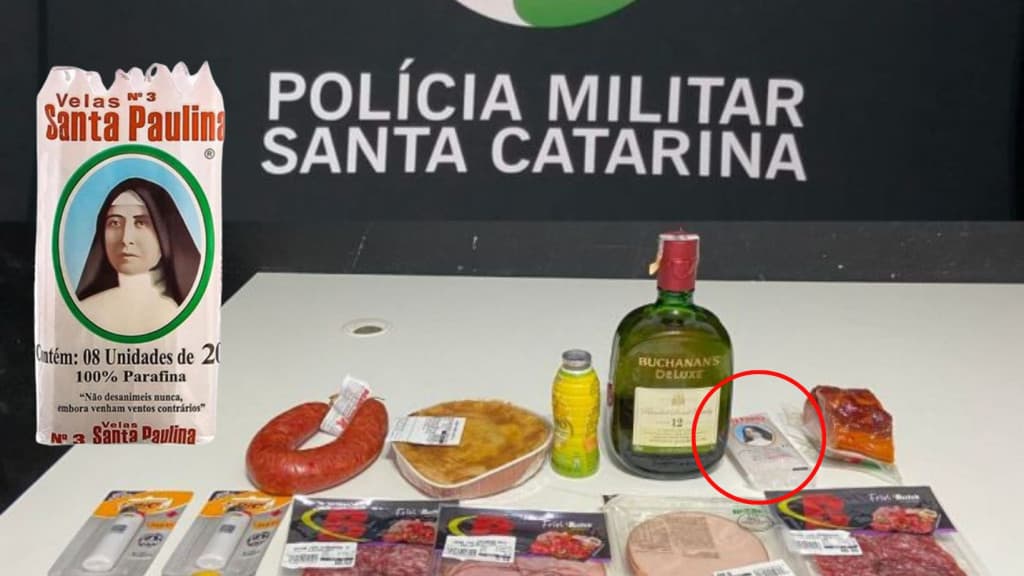 Casal furta velas da Madre Paulina, salames e uísque em supermercado