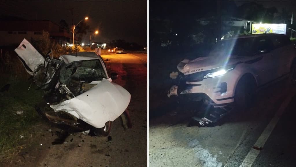 Acidente envolvendo fuga e carro de luxo deixa ferido em Canelinha