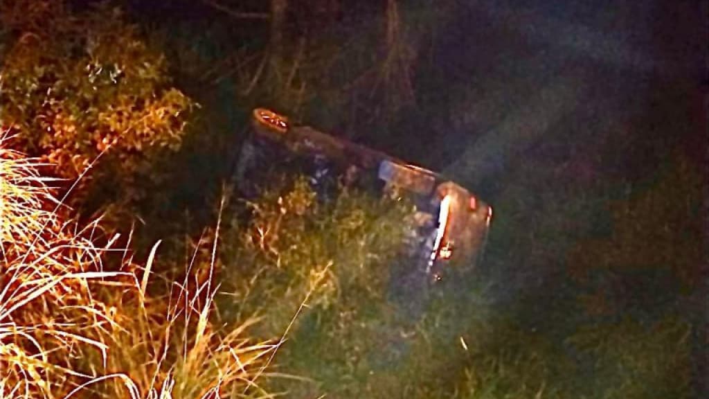 Motorista perde controle e cai em sanga de arroz
