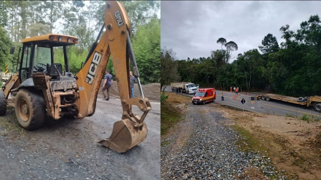 Operário morre atingido por retroescavadeira durante reconstrução de ponte da SC-350
