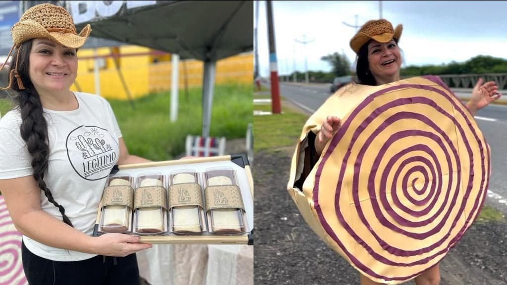 SABOR E SUPERAÇÃO: Vendedora cria fantasia de bolo com papelão e faz sucesso com clientes
