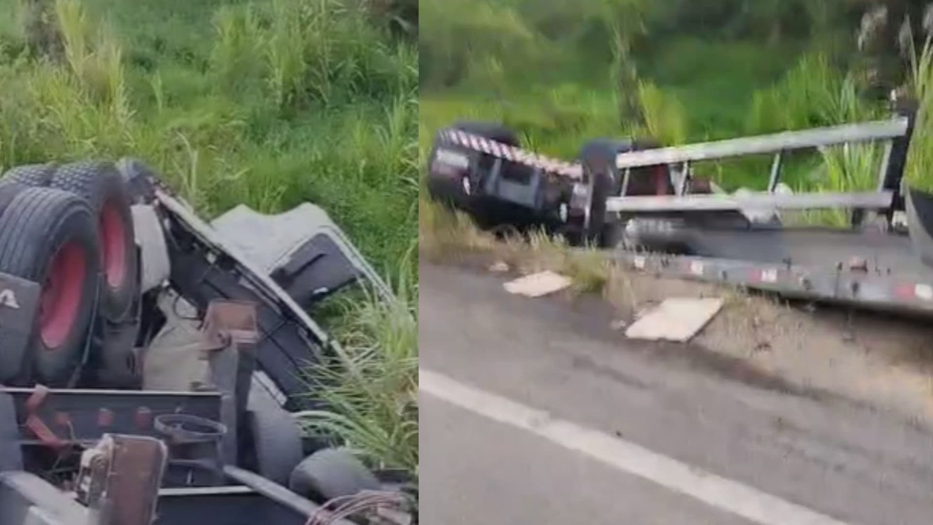 Carreta tomba em Ibirama e deixa vítima presa às ferragens por mais de uma hora