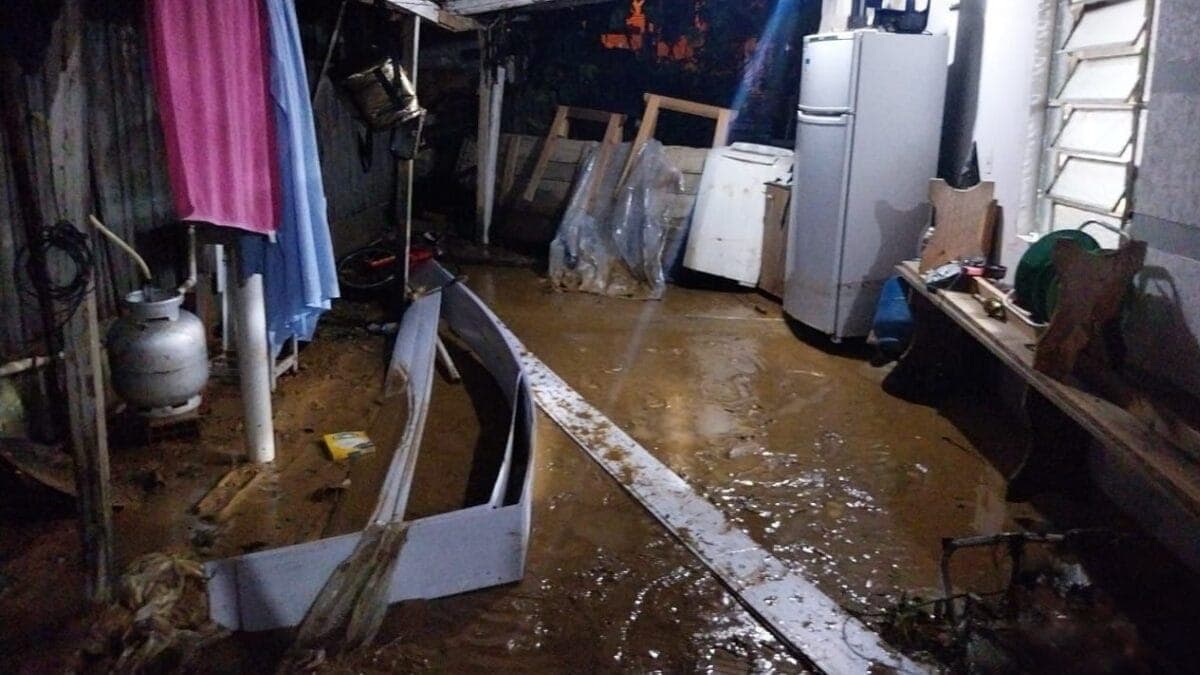 Forte chuva alaga ruas, derruba telhados e causa caos em Santa Catarina