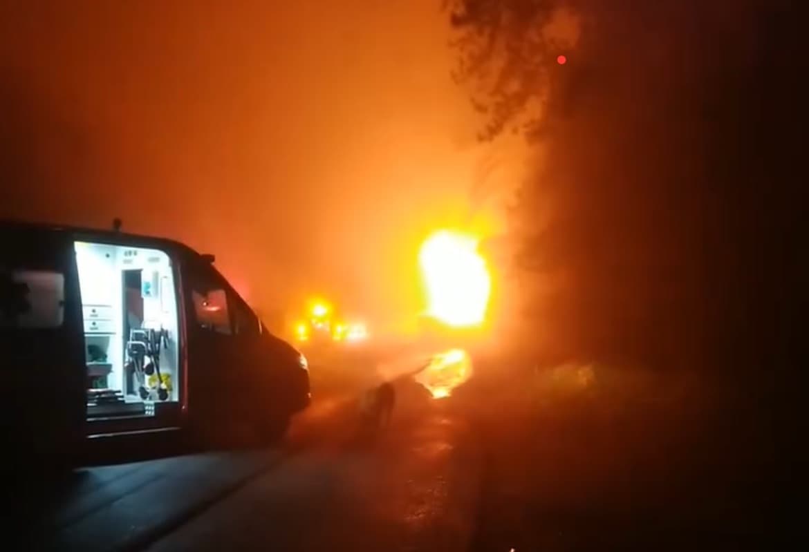 CONTEÚDO SENSÍVEL: Porcos gritam enquanto caminhão é destruído por incêndio que matou trabalhador