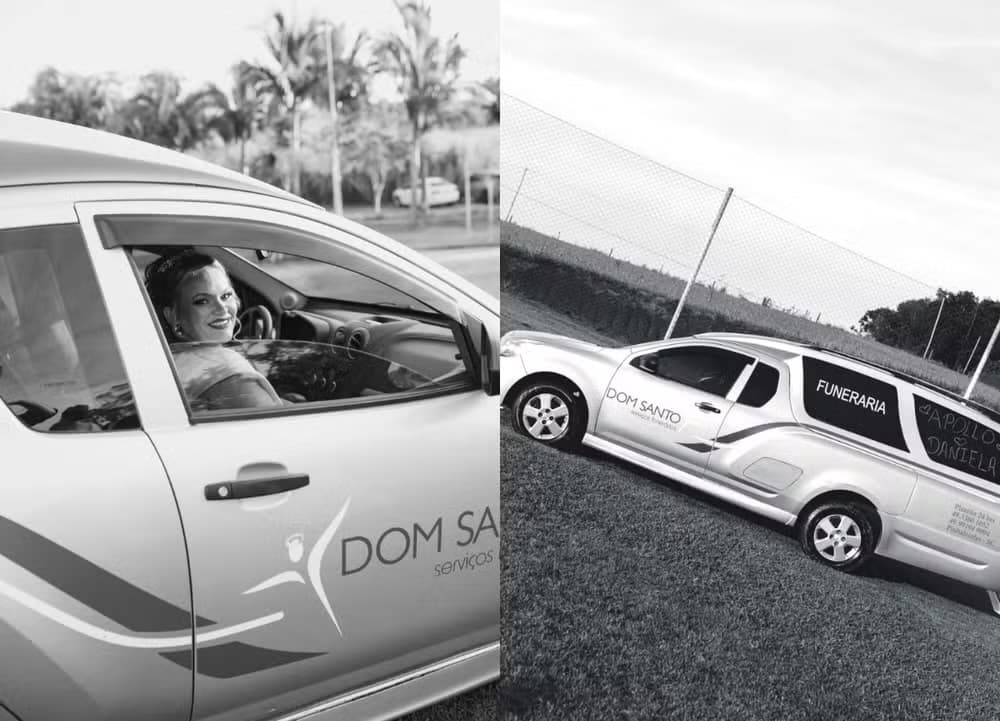 A bizarra história por trás de casamento com carro de funerária em SC