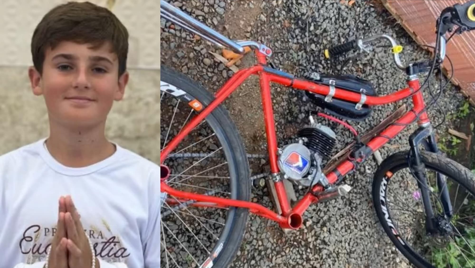 Menino morre atropelado logo após fazer a 1ª Comunhão: “estava de bike elétrica”