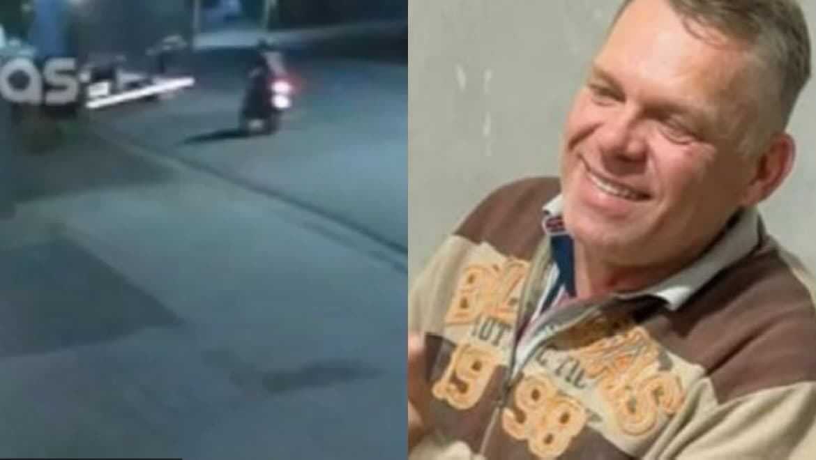Câmera flagra momento em que motociclista colide violentamente com caminhão; VEJA VÍDEO