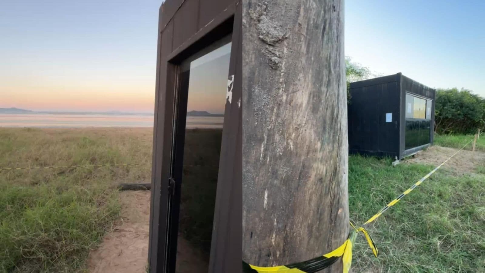 Homem decide morar na areia de praia em Tijucas, coloca container e instala até cerca