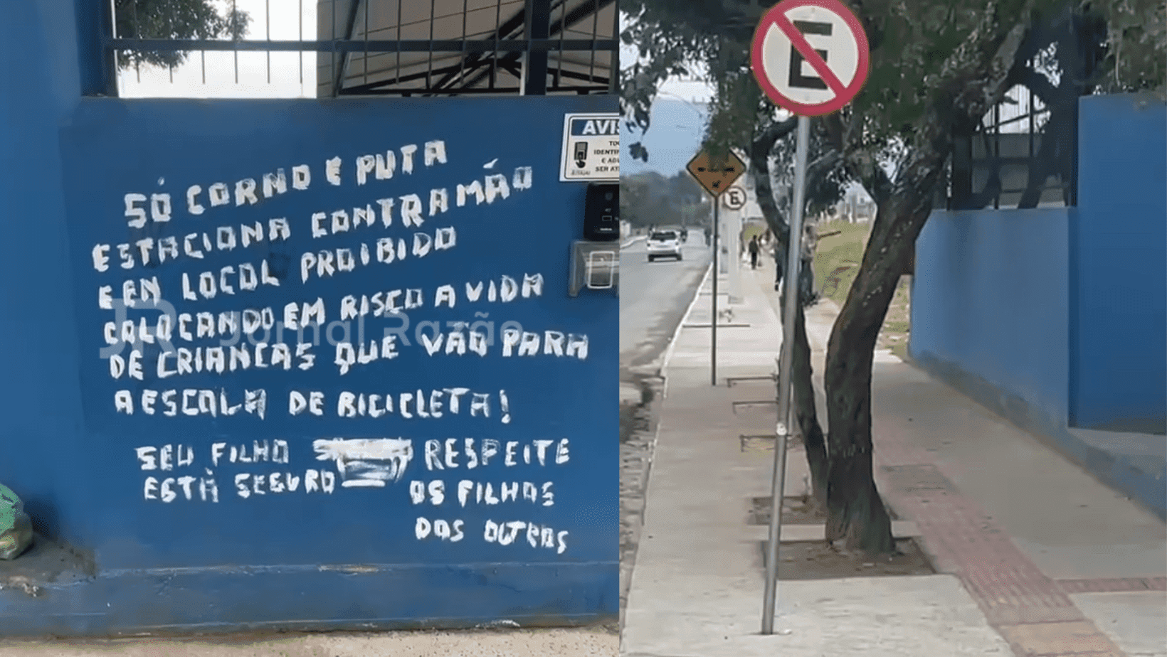 “Só corno estaciona aqui”: protesto inusitado em frente à creche de Itajaí viraliza nas redes sociais