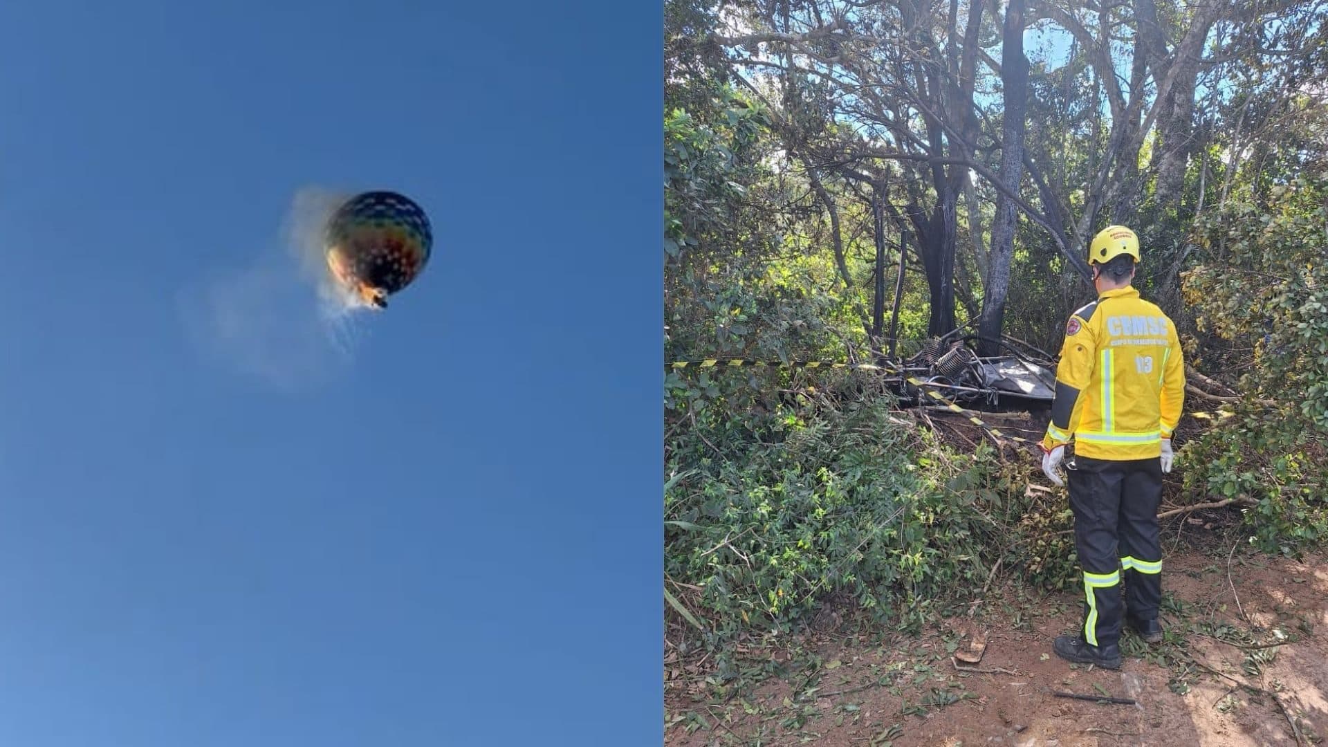 URGENTE: 13 pessoas sobrevivem à queda de balão em SC e 8 mortes são confirmadas