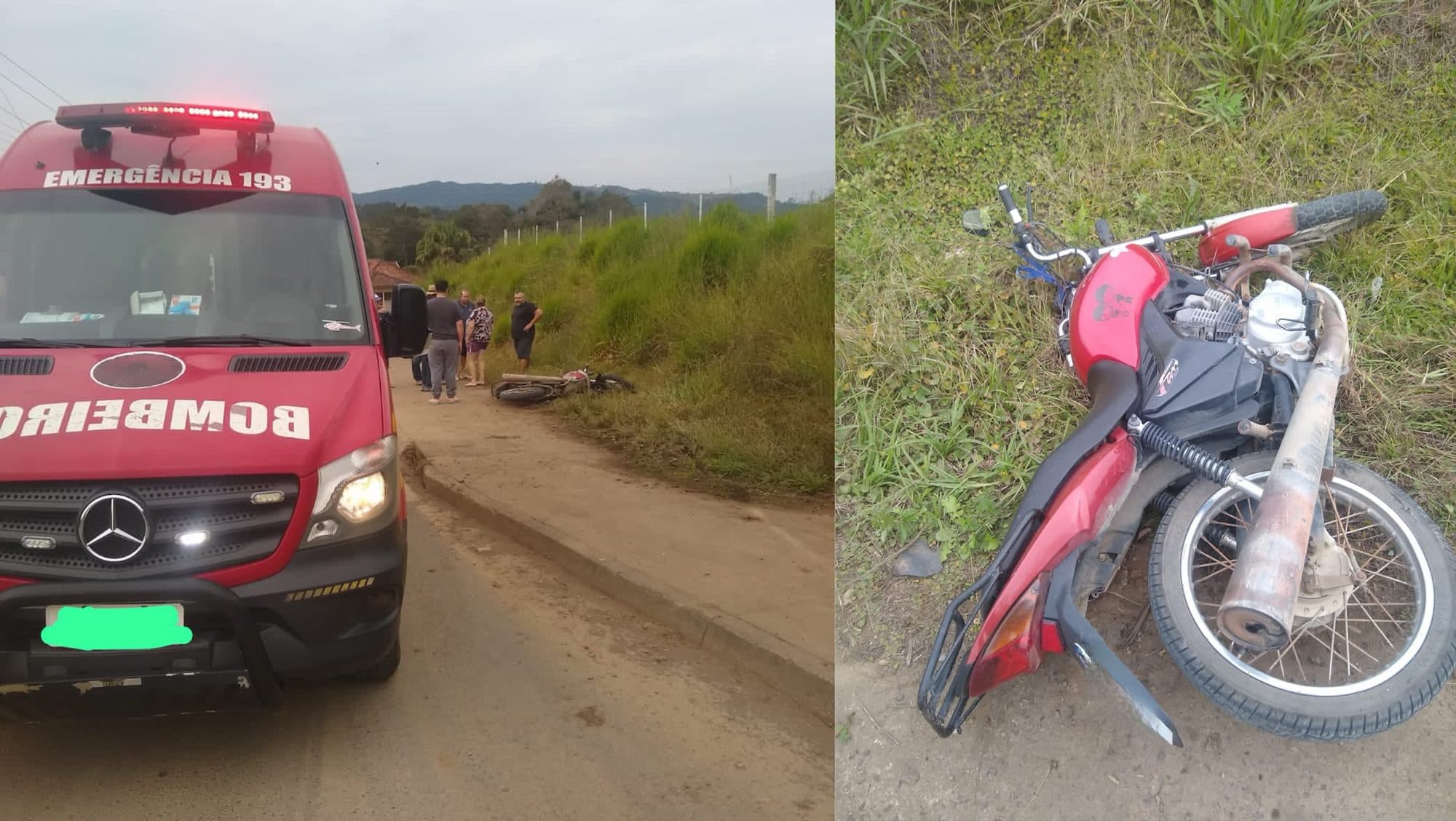 Motociclista perde o controle, cai na SC-350 e vai parar no hospital em Taió