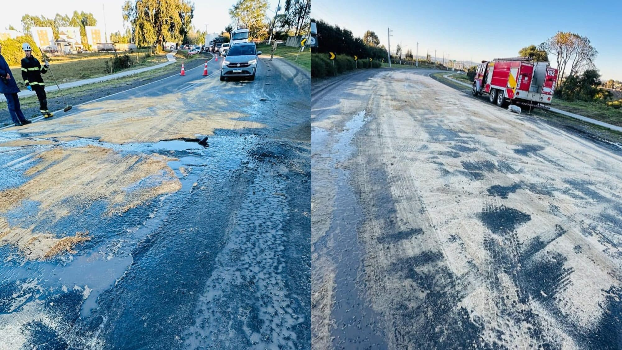 Gelo na pista provoca cinco acidentes e atropelamento em Lages