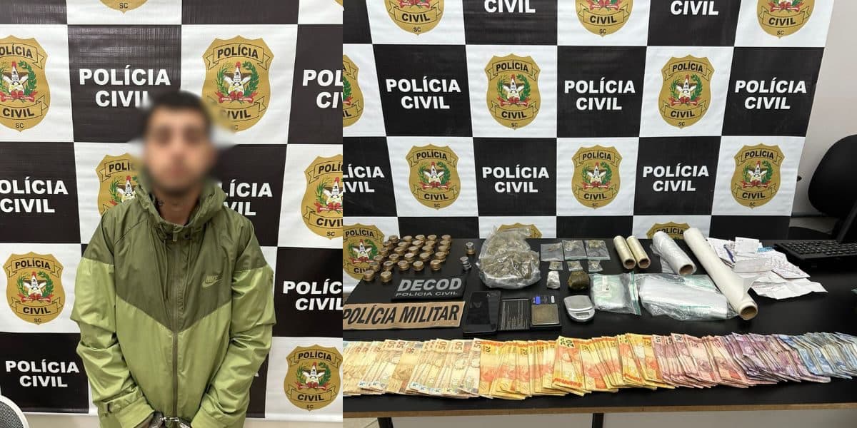 Casa vira alvo de operação em Palhoça e termina com prisão por tráfico