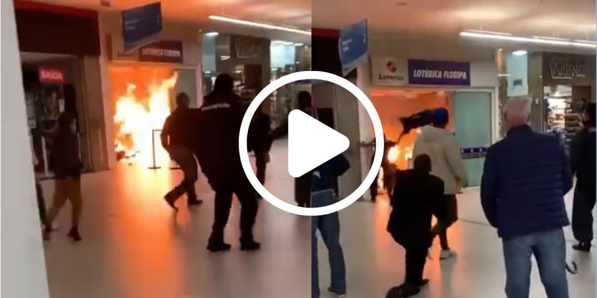 URGENTE: Homem ateia fogo em lotérica e no próprio corpo dentro do Floripa Shopping