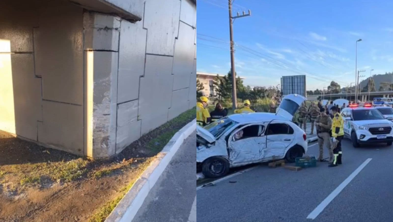 Motorista morre após bater carro contra estrutura de viaduto em Florianópolis