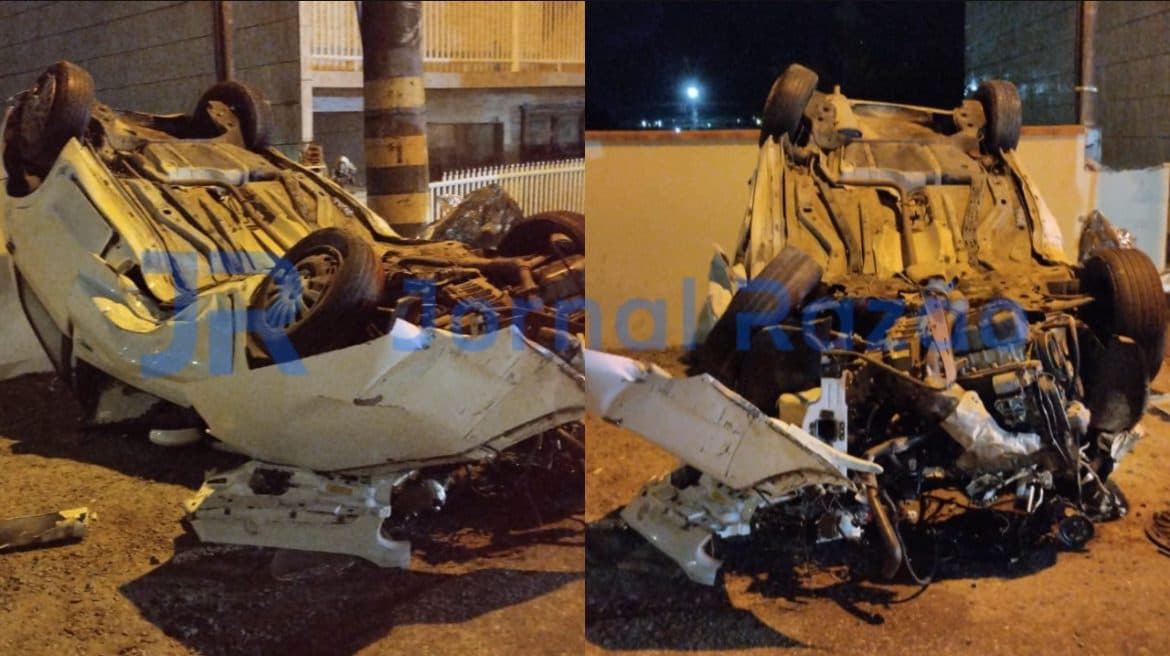 Fugiu e deixou para trás: motorista abandona carro capotado com dois feridos no Litoral de SC