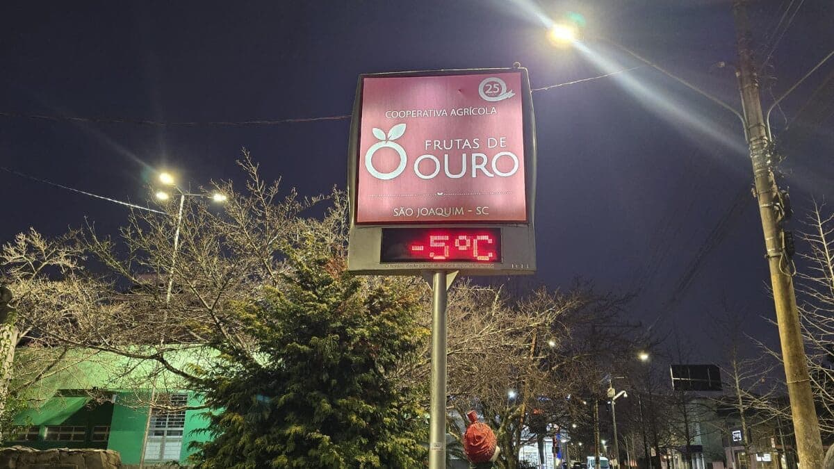 Sensação térmica chega a -25°C em Santa Catarina nesta terça-feira (1°)