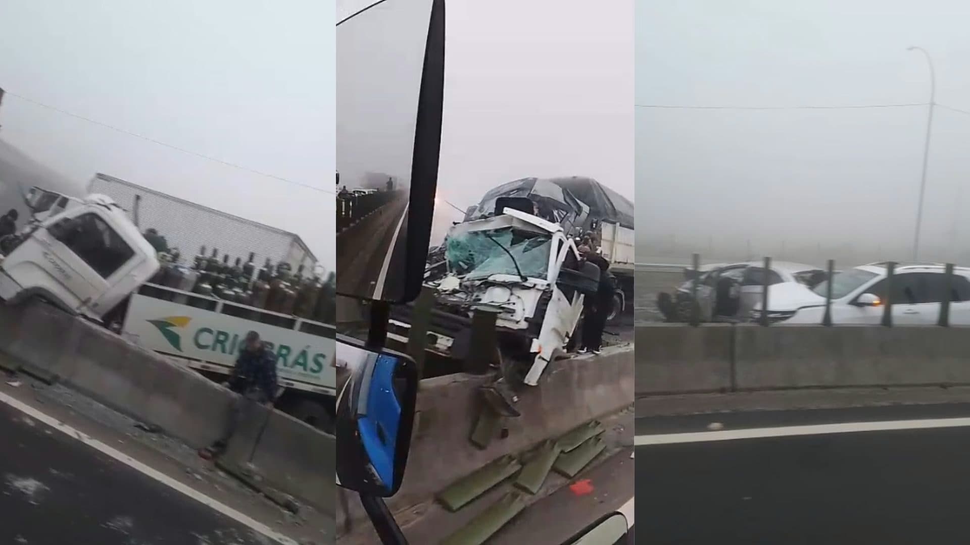 Neblina na BR-101 provoca engarrafamento gigante com mais de 10 veículos