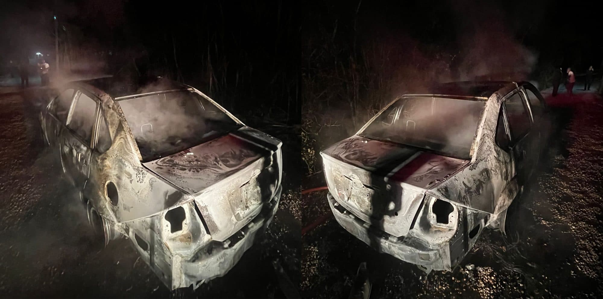 Carro pega fogo e é destruído por incêndio em rua do interior de Porto Belo