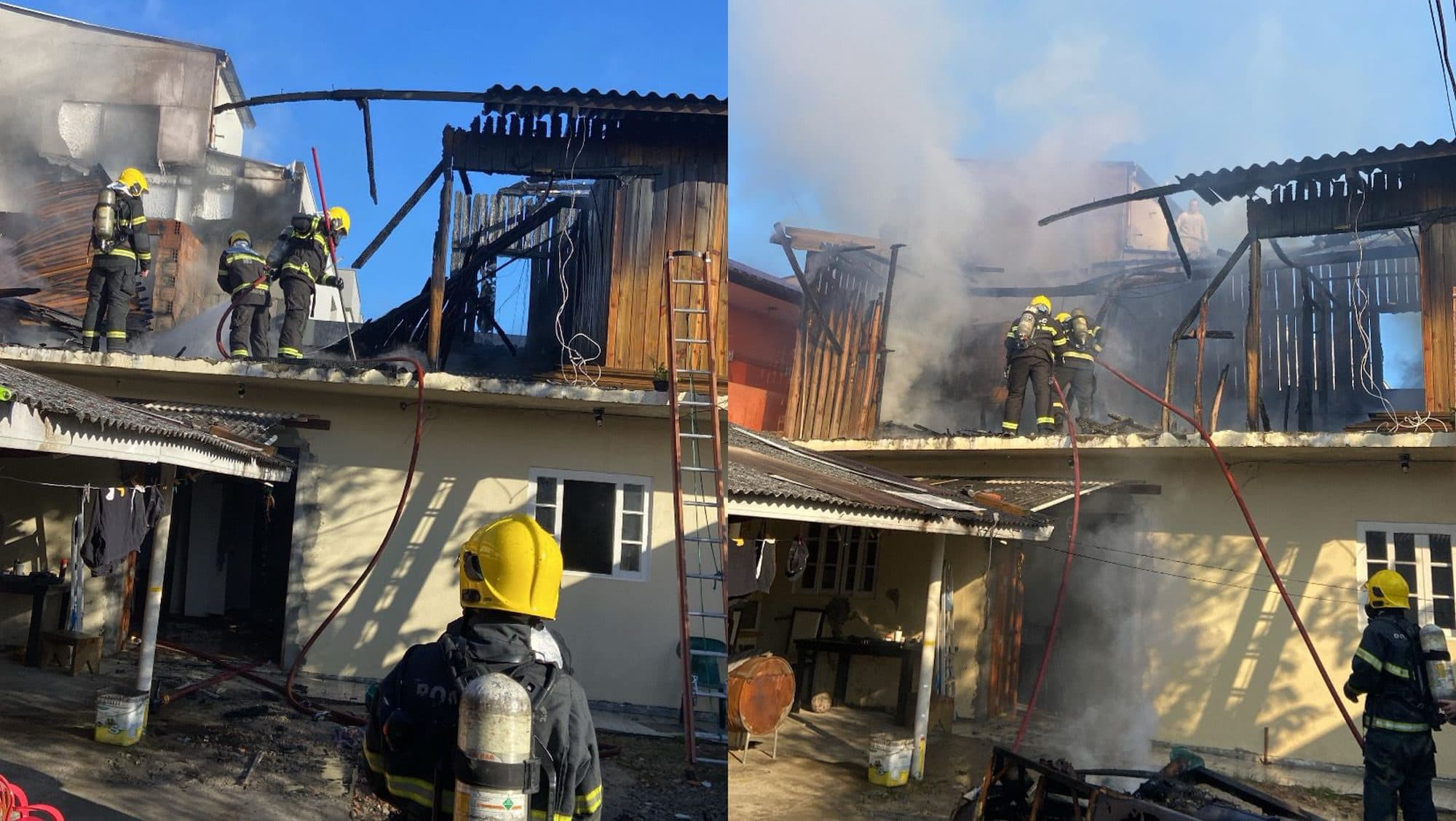 Incêndio destrói segundo andar de casa em Palhoça