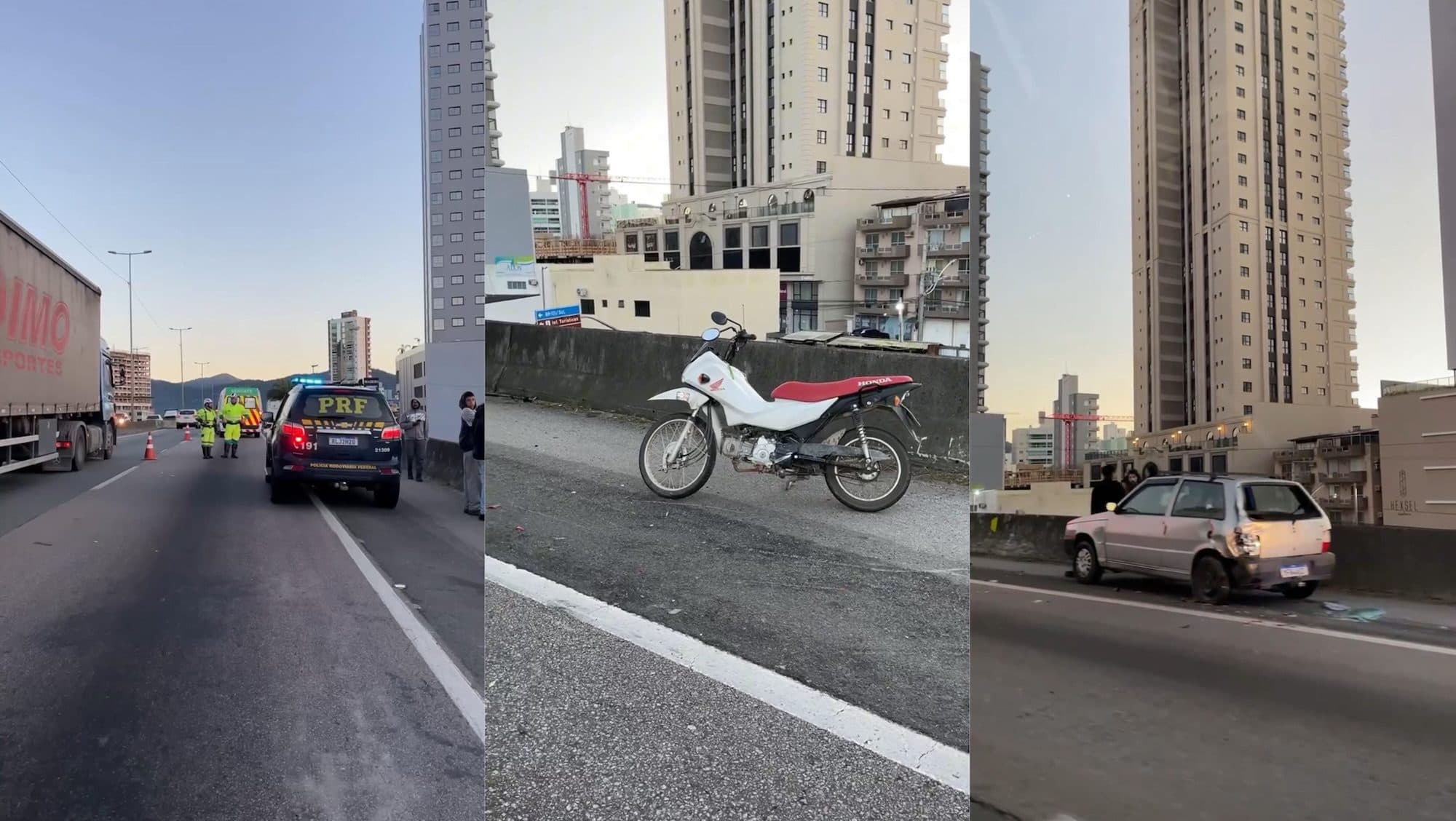 Carro estacionado no acostamento da BR-101 em Itapema provoca a morte de motociclista