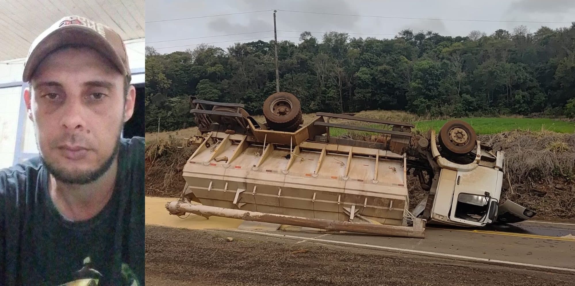 Caminhoneiro é lançado em capotamento e morre após colisão brutal na SC-159