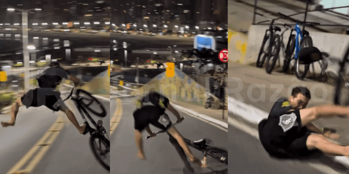 Jovem tenta “grau de bike” na Estrada da Rainha, em Balneário Camboriú, e acaba se arrebentando no asfalto