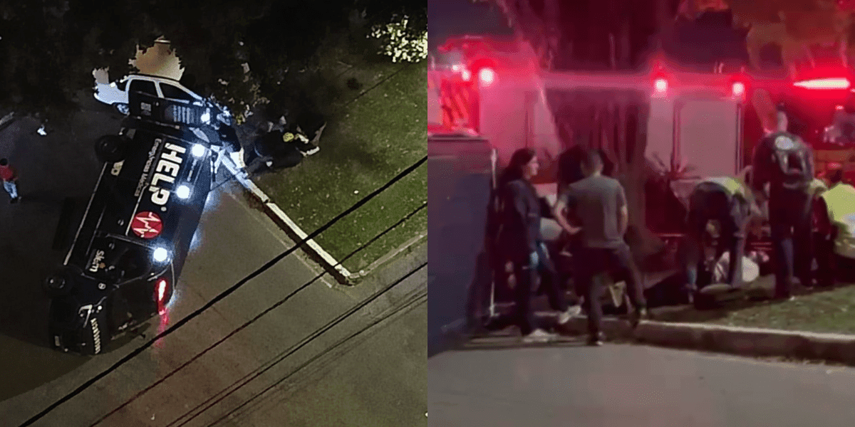 Com paciente a bordo, ambulância tomba após colisão em Florianópolis
