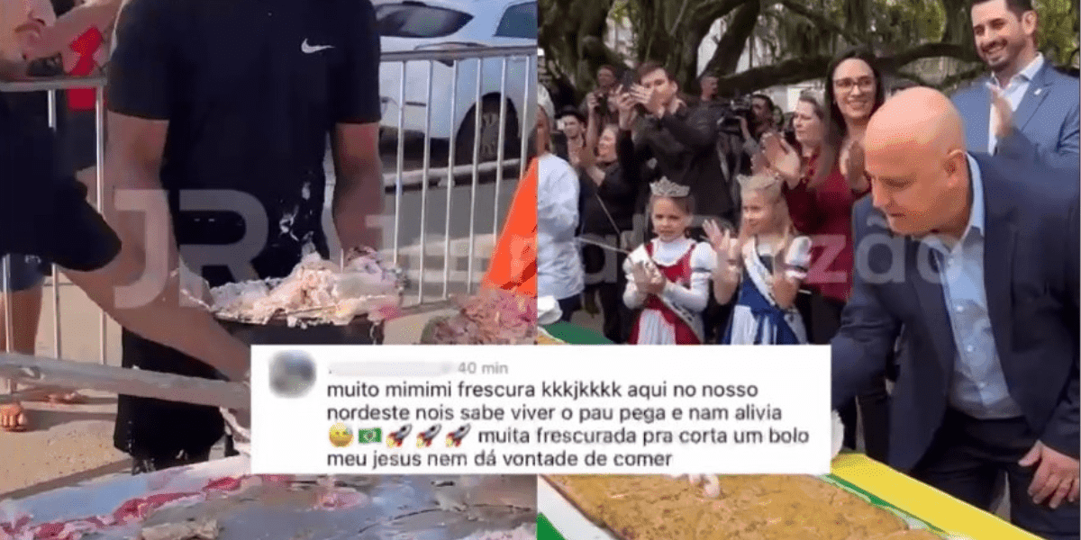 “No Nordeste não tem frescura” diz internauta ao criticar corte de bolo no aniversário de cidade em SC