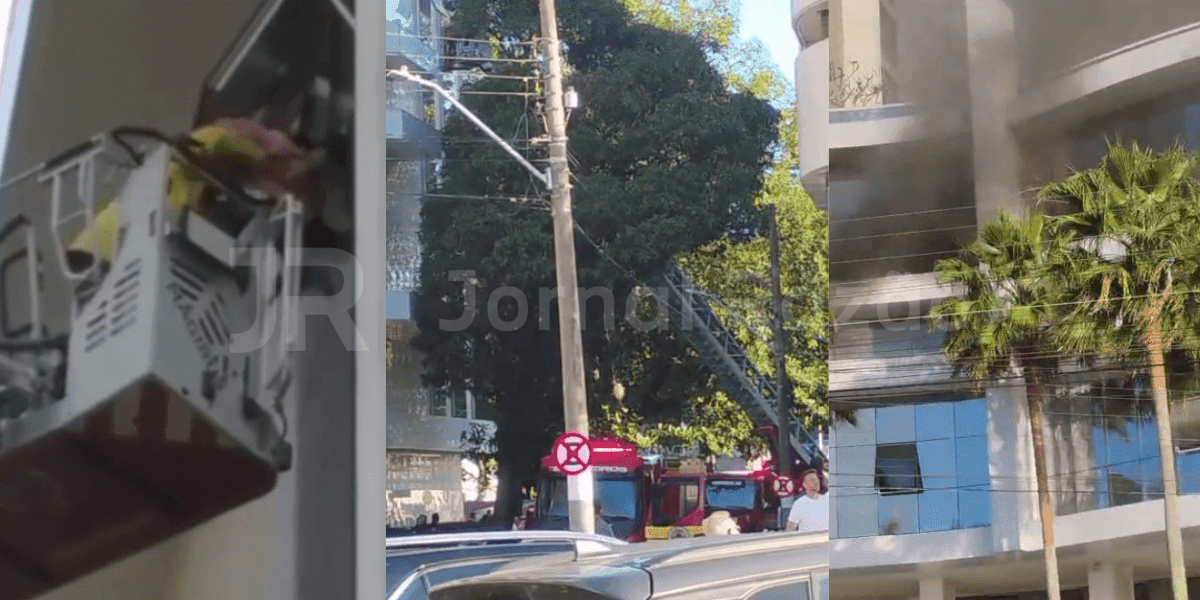 VÍDEO: Mãe e criança são resgatadas pela janela de apartamento em chamas em Balneário Camboriú