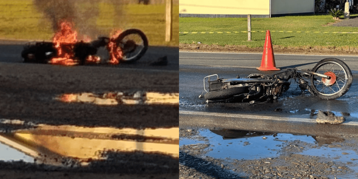 Motociclista morre após moto colidir com dois caminhões em SC