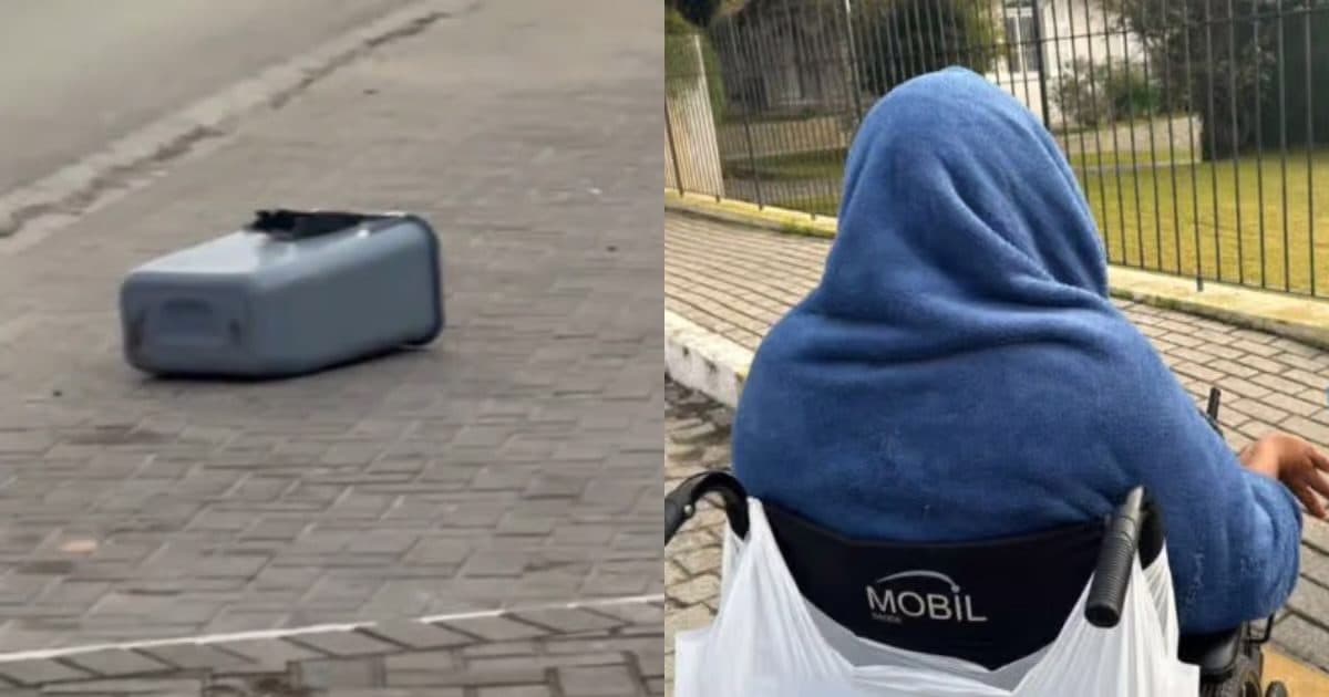 Fetiche bizarro? Cadeirante é flagrada arrancando lixeiras em ruas de Camboriú