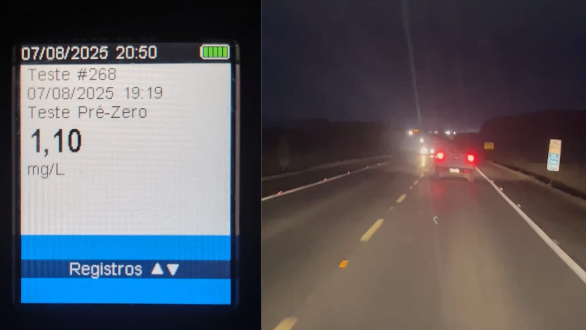 Motorista bêbado faz zigue-zague na BR-116, invade pista contrária e quase provoca tragédia