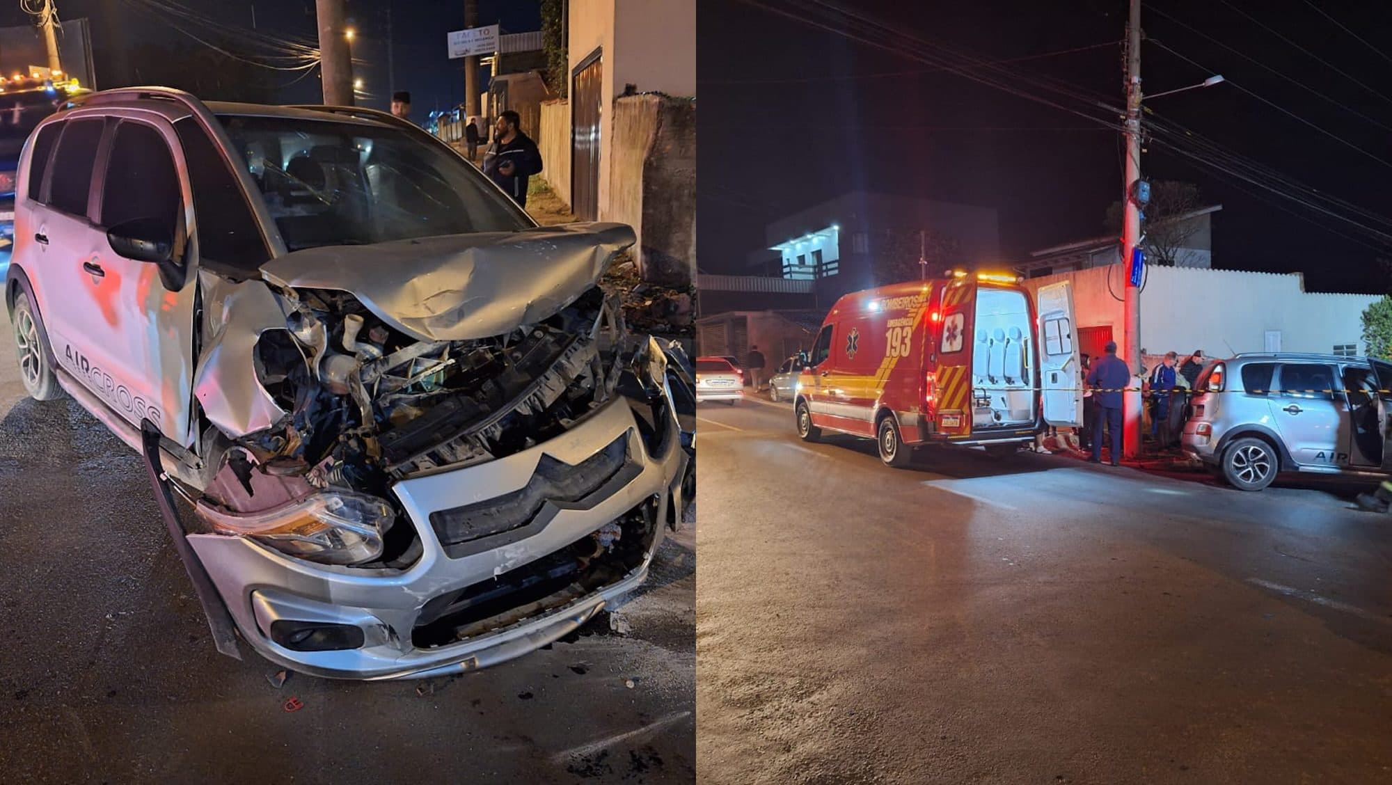 Carro capota em Criciúma e deixa idosa ferida presa no veículo