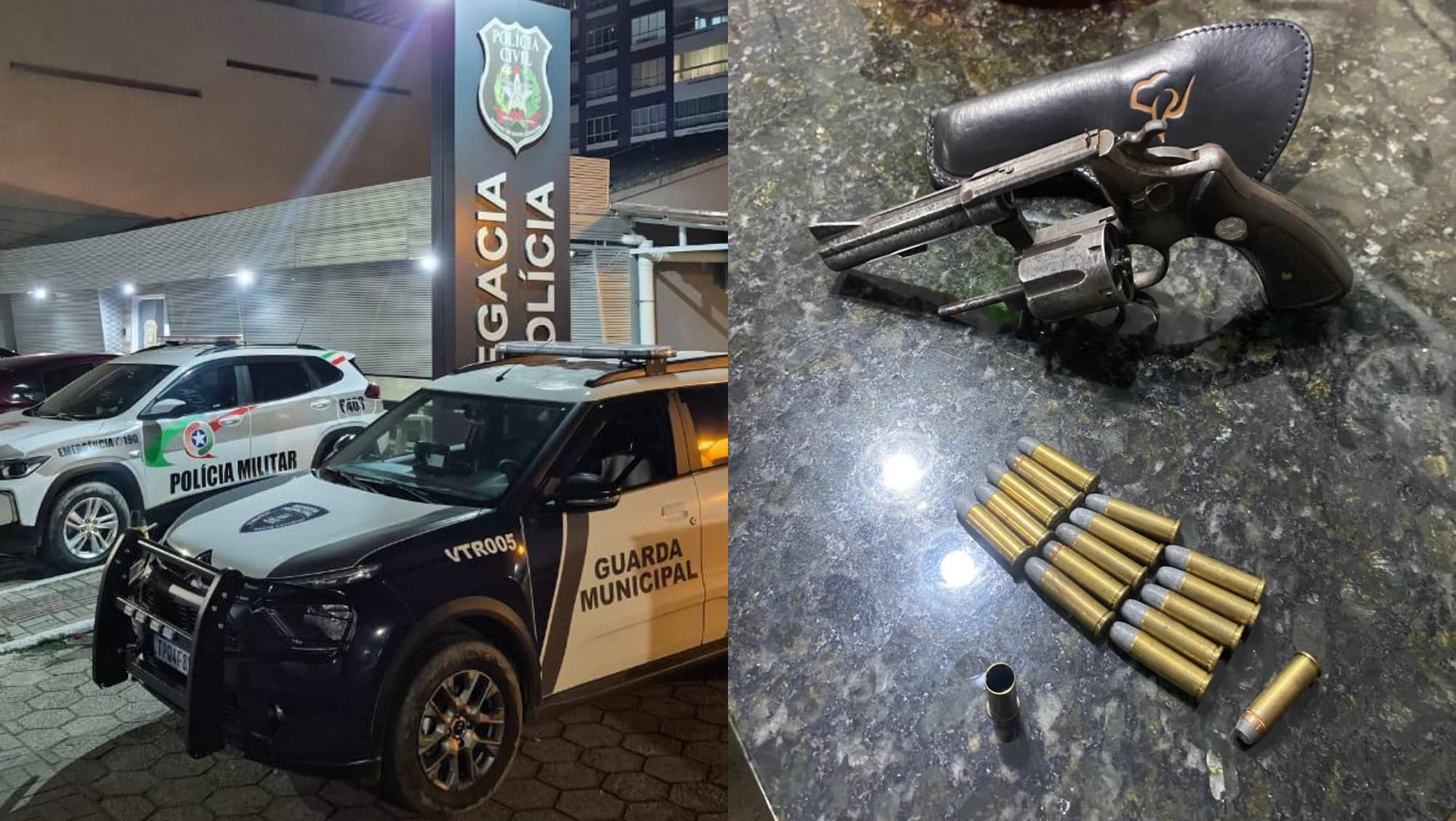 Homem acaba na delegacia depois de disparar arma para assustar supostos invasores em Itapema