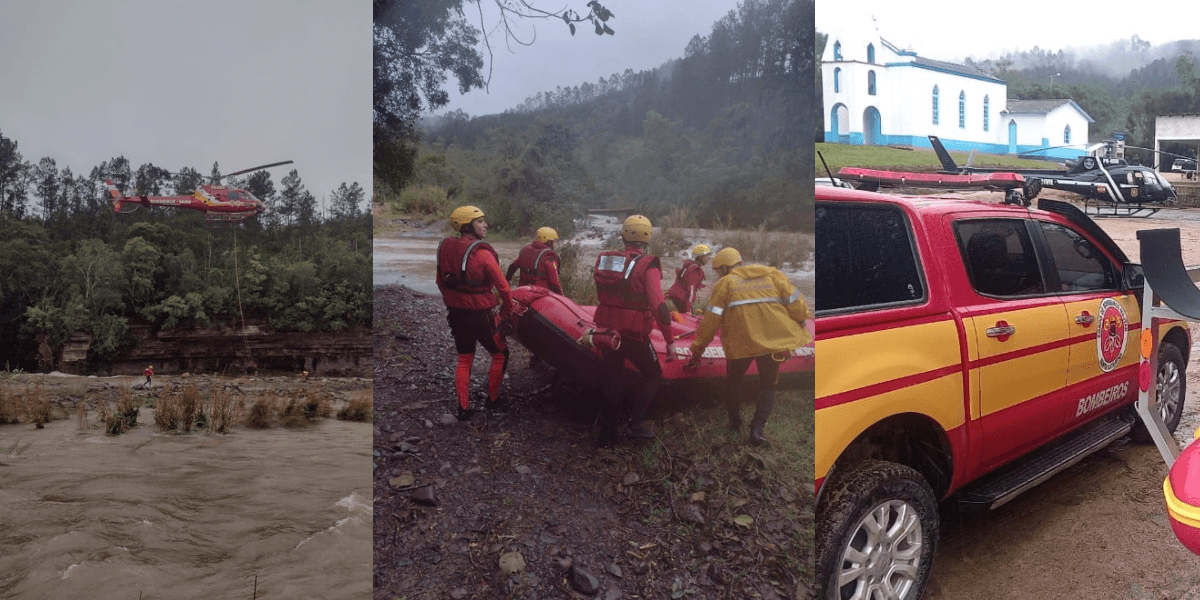 Jovens ficam ilhados durante acampamento na beira de rio em SC e bombeiros mobilizam megaoperação de resgate