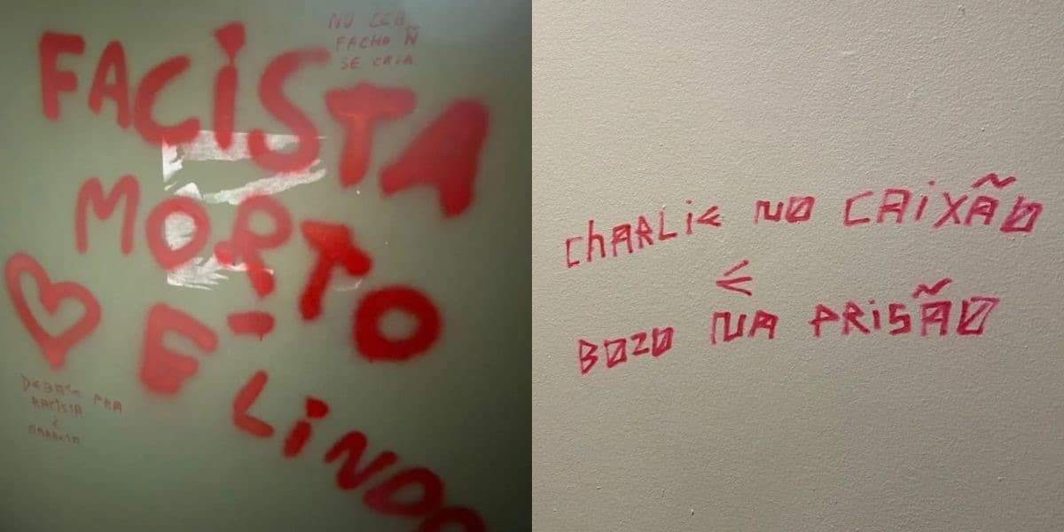 “Bozo na prisão”: pichações na UFSC exaltam morte de Charlie Kirk e pedem prisão de Bolsonaro