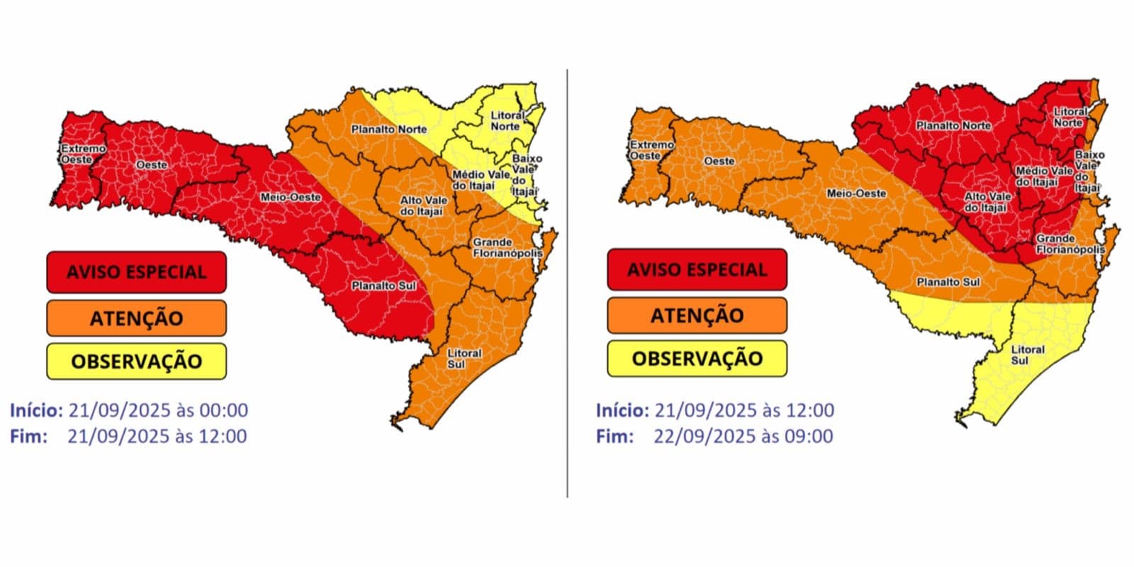 Alerta vermelho em SC: temporais devem atingir todas as regiões