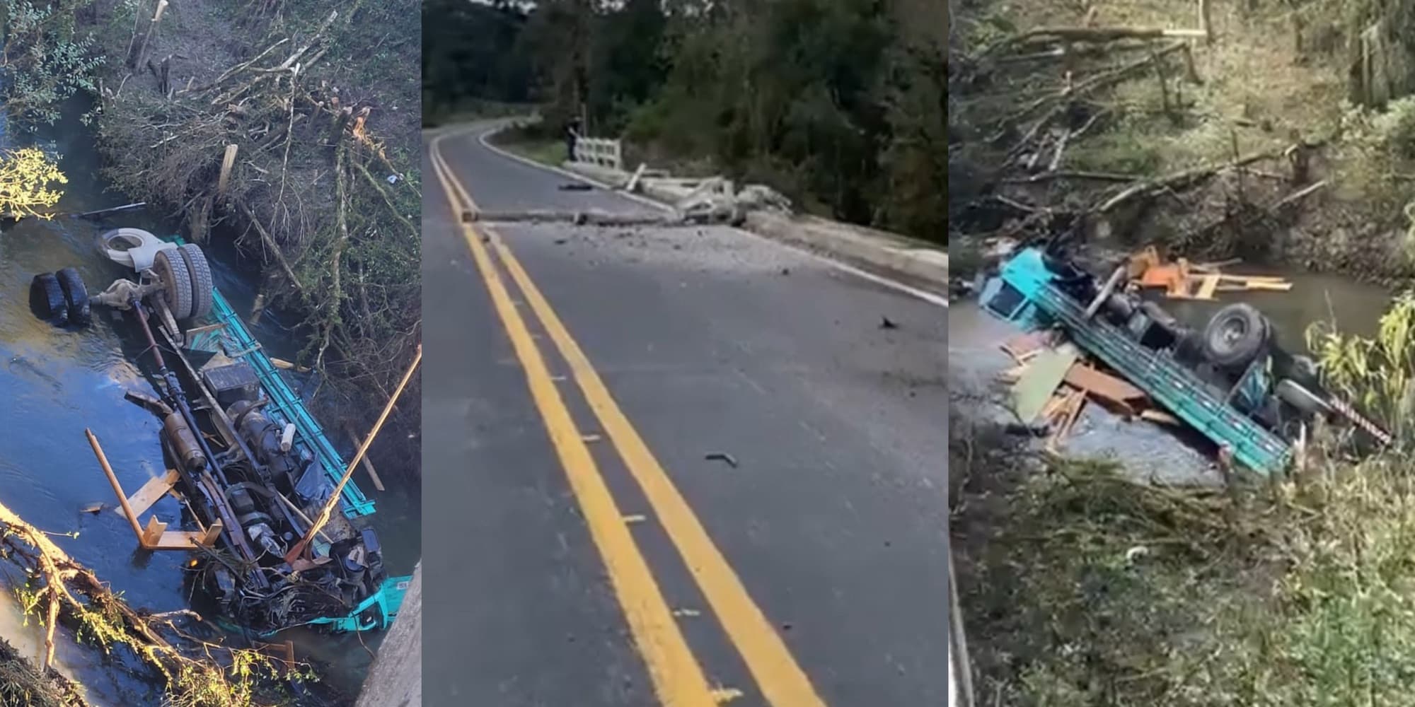 Caminhoneiro de 62 anos morre após caminhão despencar de ponte em SC