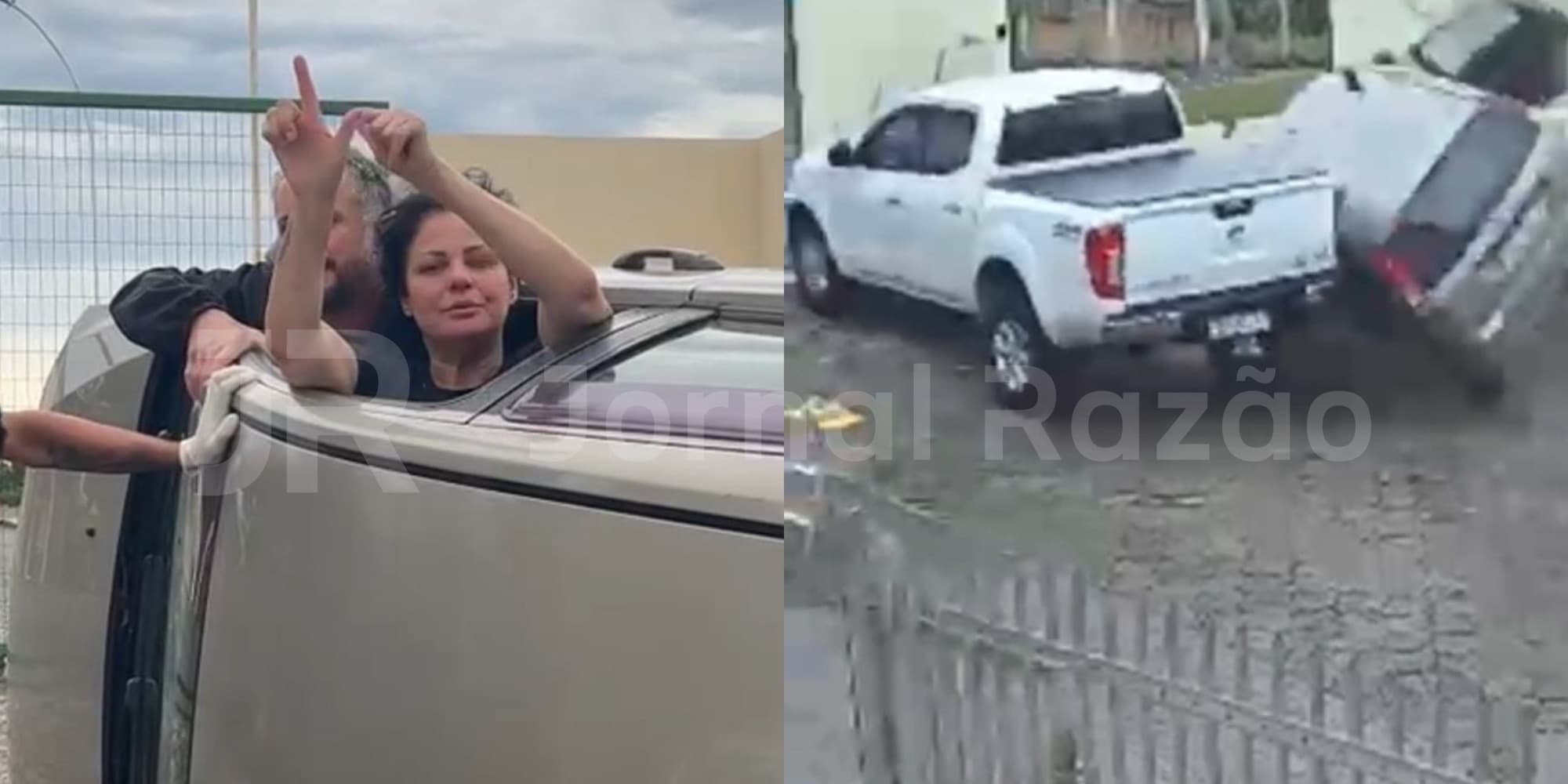Motorista bêbada faz “o L” após atingir veículos estacionados e capotar em SC