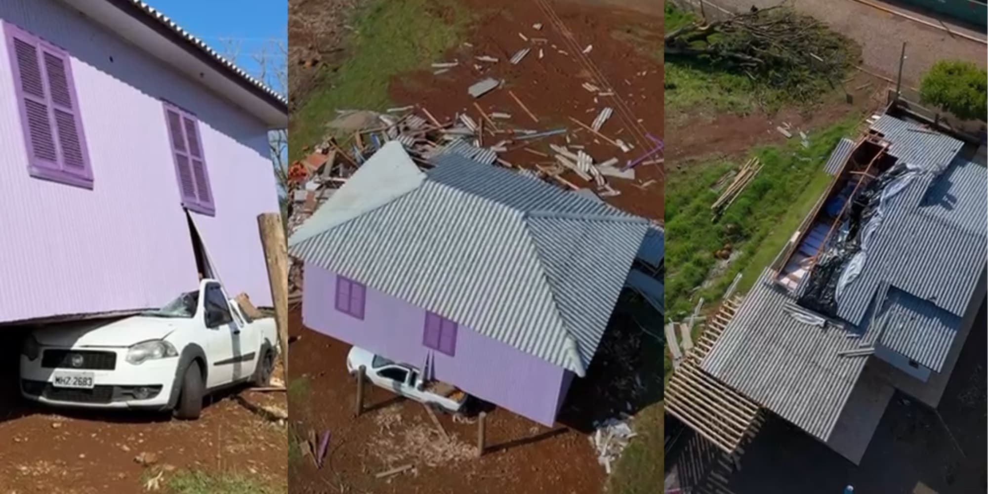 Tornado em SC arrancou e lançou casa sobre carro: “Achei que o mundo ia acabar”, diz vizinha