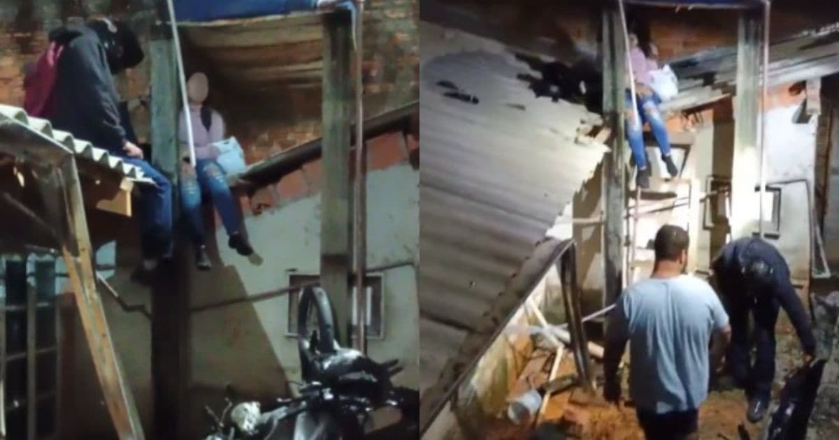 Motocicleta “voa” e casal vai parar no telhado após acidente em Camboriú