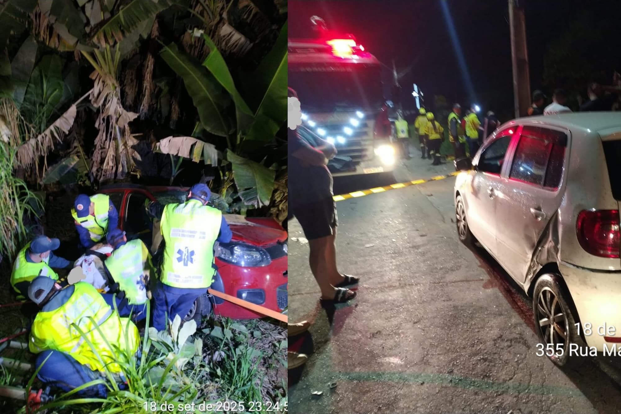 Motorista é arremessado para fora de carro e outro fica preso em ribanceira após grave acidente em Brusque