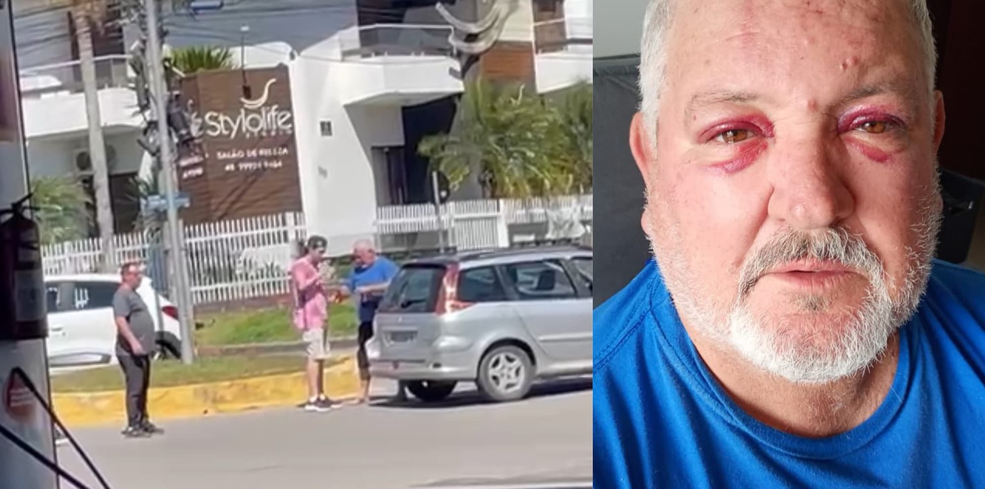 Discussão de trânsito em SC termina em troca de socos e acusações entre jovem e idoso