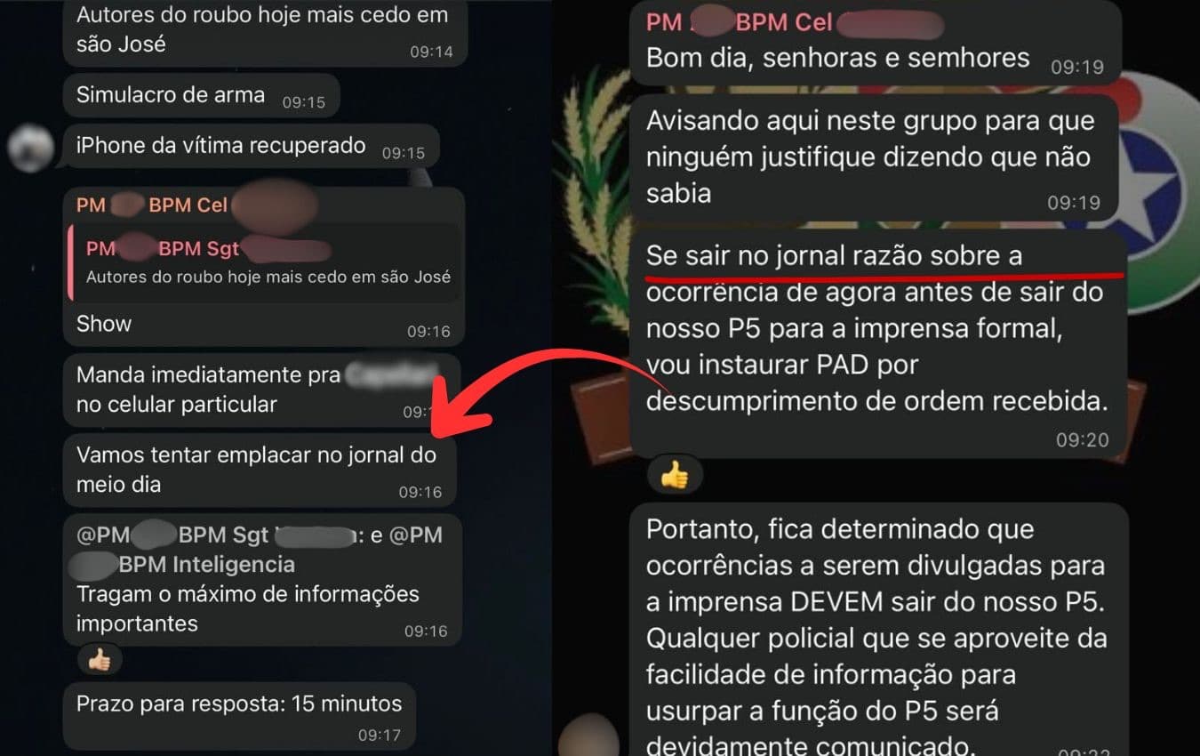 Para privilegiar emissora de TV, Ten. Coronel da PMSC censura e ameaça perseguir policiais: “vai dar PAD”
